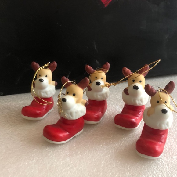 Other - Vintage Homco ceramic Reindeer Christmas ornaments-5pcs